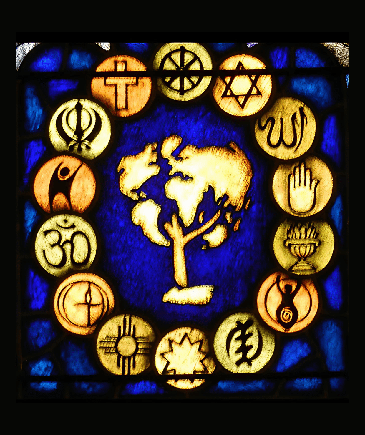 Religious symbols in stained glass art